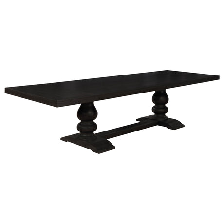 Furniture City Houma - Coaster - Phelps 123-inch Extension Leaf Dining Table Distressed Noir - 121231