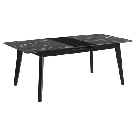 Furniture City Houma - Coaster - Crestmont 78-inch Extension Dining Table Black Faux Marble - 121251