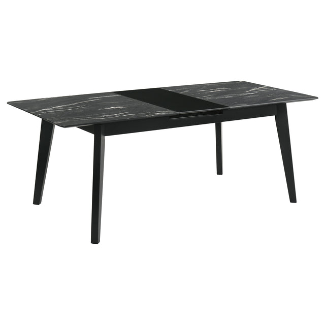 Furniture City Houma - Coaster - Crestmont 78-inch Extension Dining Table Black Faux Marble - 121251