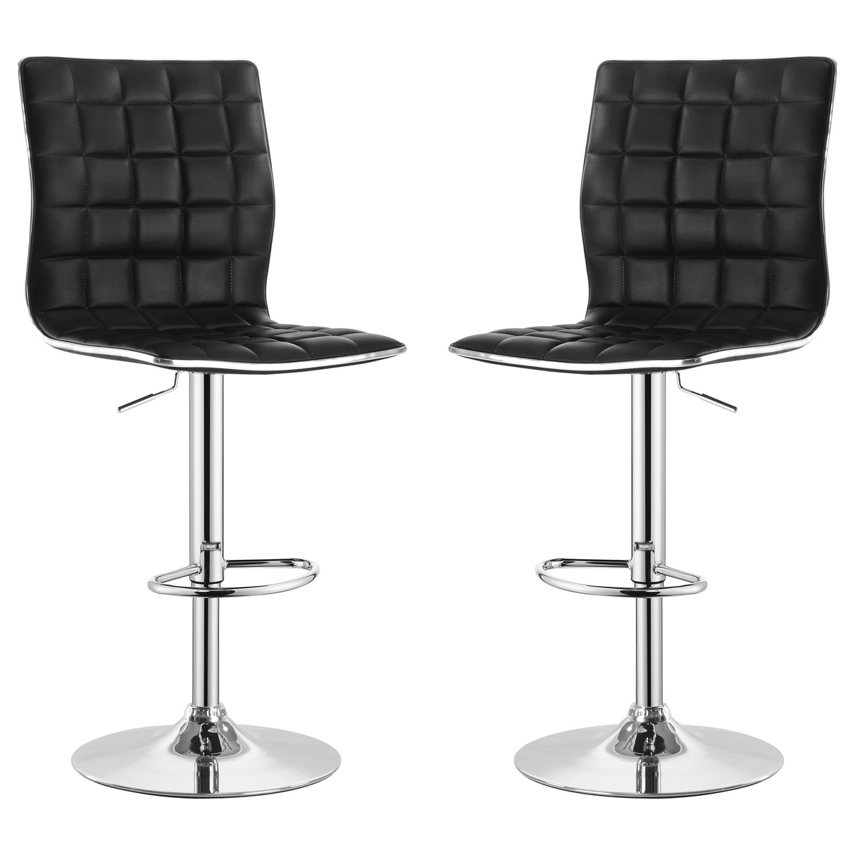 Furniture City Houma - Coaster - Ashbury Upholstered Adjustable Bar Stool Black (Set of 2) - 122087