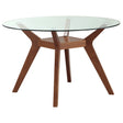 Furniture City Houma - Coaster - Paxton Round 48-inch Glass Top Wood Dining Table Nutmeg - 122180BG
