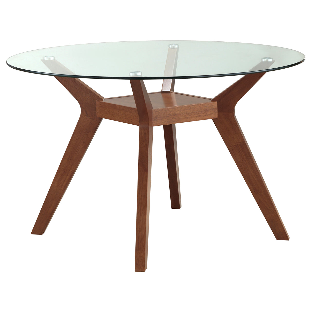 Furniture City Houma - Coaster - Paxton Round 48-inch Glass Top Wood Dining Table Nutmeg - 122180BG