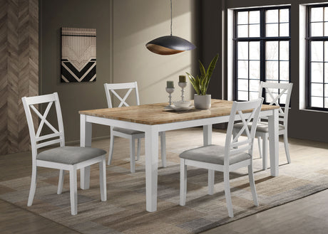Furniture City Houma - Coaster - Hollis 5-piece Rectangular Dining Table Set Brown and White - 122241-S5