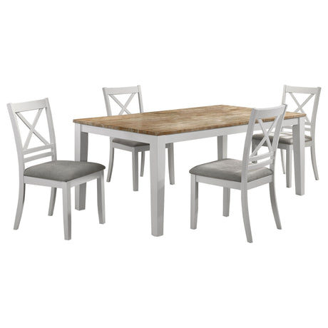 Hollis 5-piece Rectangular Dining Table Set Brown and White