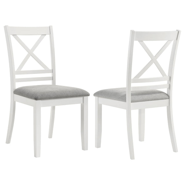 Furniture City Houma - Coaster - Hollis Cross Back Wood Dining Side Chair White (Set of 2) - 122242