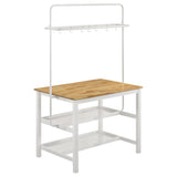 Furniture City Houma - Coaster - Edgeworth Kitchen Island Counter Table with Pot Rack White - 122246