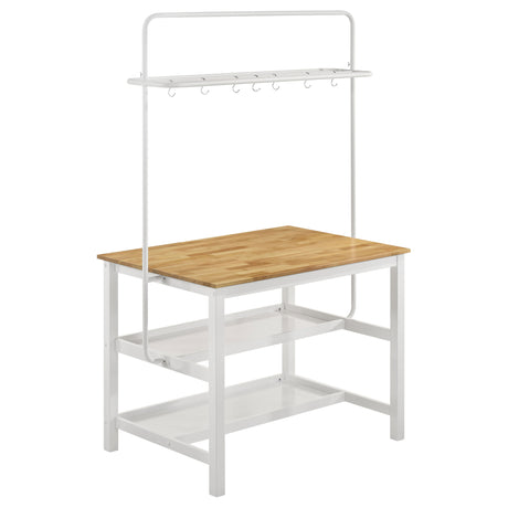 Furniture City Houma - Coaster - Edgeworth Kitchen Island Counter Table with Pot Rack White - 122246