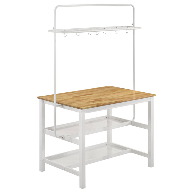 Furniture City Houma - Coaster - Edgeworth Kitchen Island Counter Table with Pot Rack White - 122246