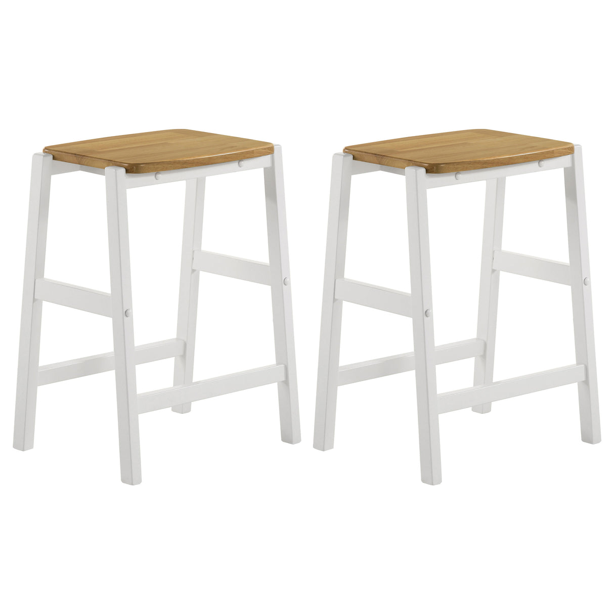 Furniture City Houma - Coaster - Edgeworth Wood Backless Counter Stool White (Set of 2) - 122247