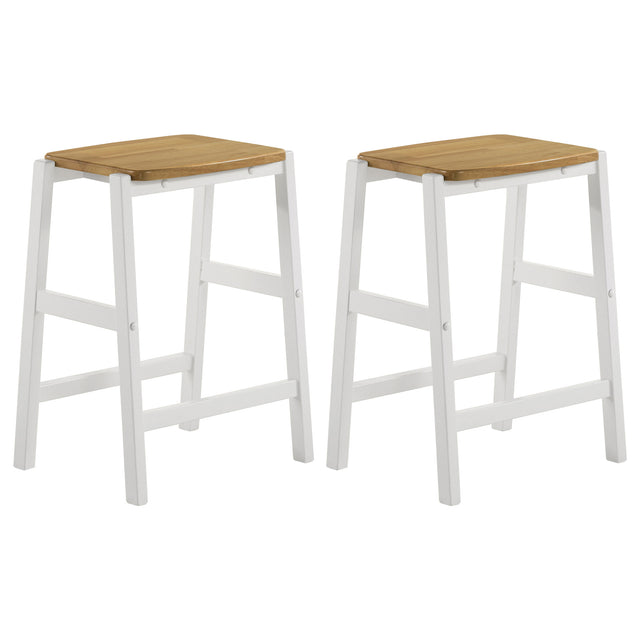 Furniture City Houma - Coaster - Edgeworth Wood Backless Counter Stool White (Set of 2) - 122247