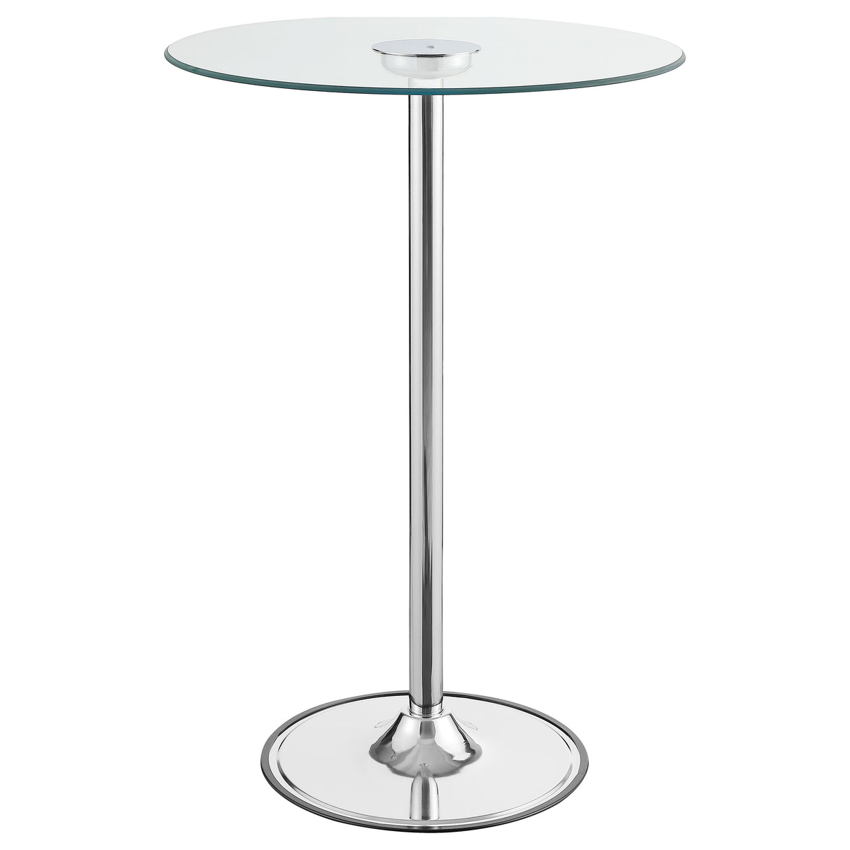 Furniture City Houma - Coaster - Thea Round 28-inch Glass Top LED Bistro Bar Table Chrome - 122400