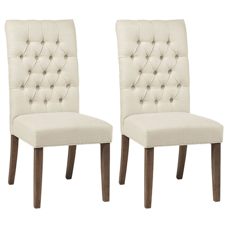 Furniture City Houma - Coaster - Douglas Upholstered Dining Side Chair Oatmeal (Set of 2) - 123052