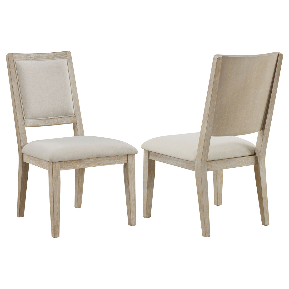 Furniture City Houma - Coaster - Trofello Cushioned Dining Side Chair White Washed (Set of 2) - 123122