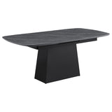Furniture City Houma - Coaster - Potero 73-inch Faux Marble Extension Leaf Dining Table Black - 123131