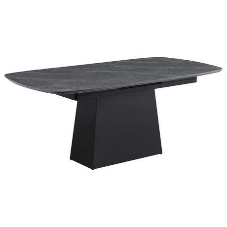 Furniture City Houma - Coaster - Potero 73-inch Faux Marble Extension Leaf Dining Table Black - 123131