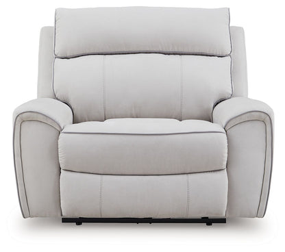 Social Pointe - Power Recliner / Adjustable Headrest - Pearl / Ash