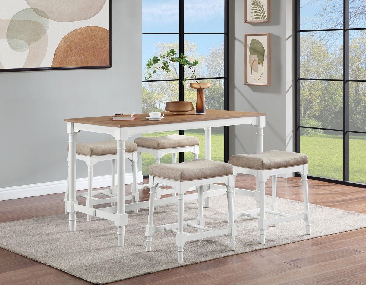 Furniture City Houma - Coaster - Martina 5-piece Rectangular Counter Height Dining Set White - 150375