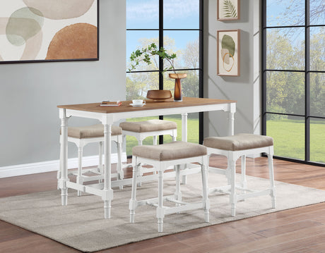 Furniture City Houma - Coaster - Martina 5-piece Rectangular Counter Height Dining Set White - 150375