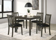 Furniture City Houma - Coaster - Parkwood 5-piece Square Dining Table Set Charcoal - 150410