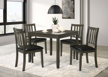 Furniture City Houma - Coaster - Parkwood 5-piece Square Dining Table Set Charcoal - 150410