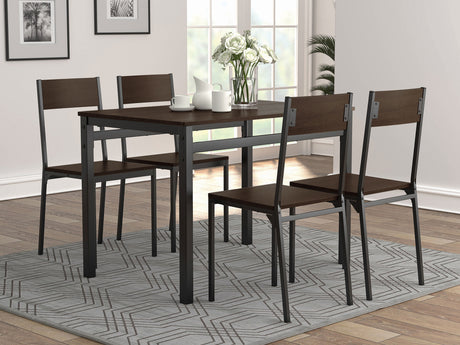 Furniture City Houma - Coaster - Lana 5-piece Rectangular Dining Set Dark Brown and Black - 150505