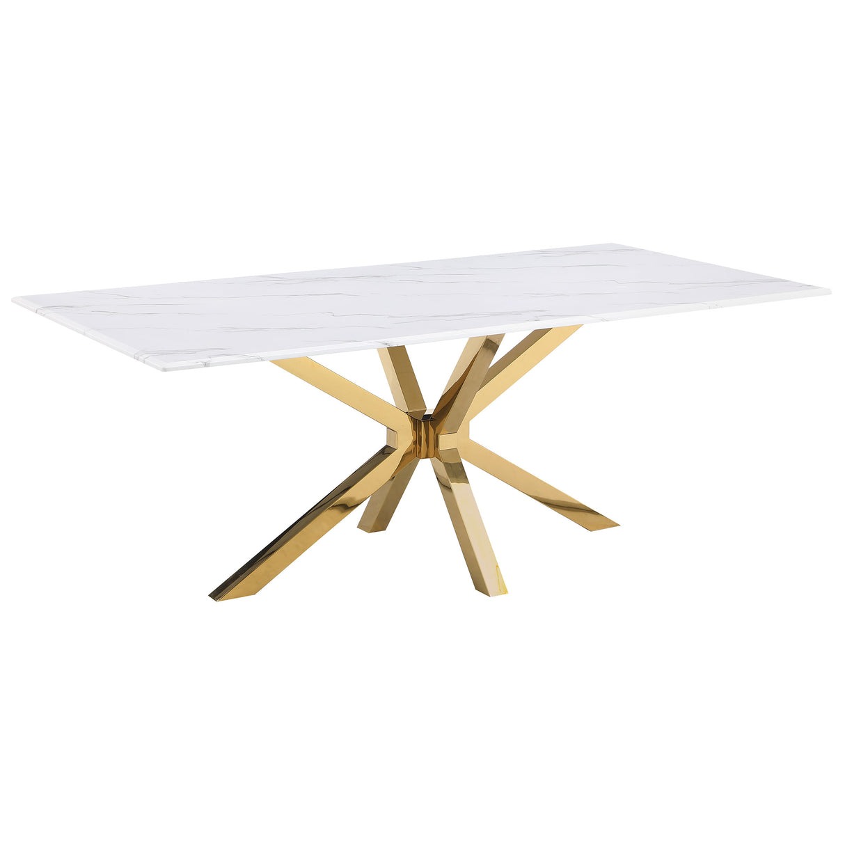 Furniture City Houma - Coaster - Venera Rectangular 79-inch Faux Marble Dining Table White - 150541