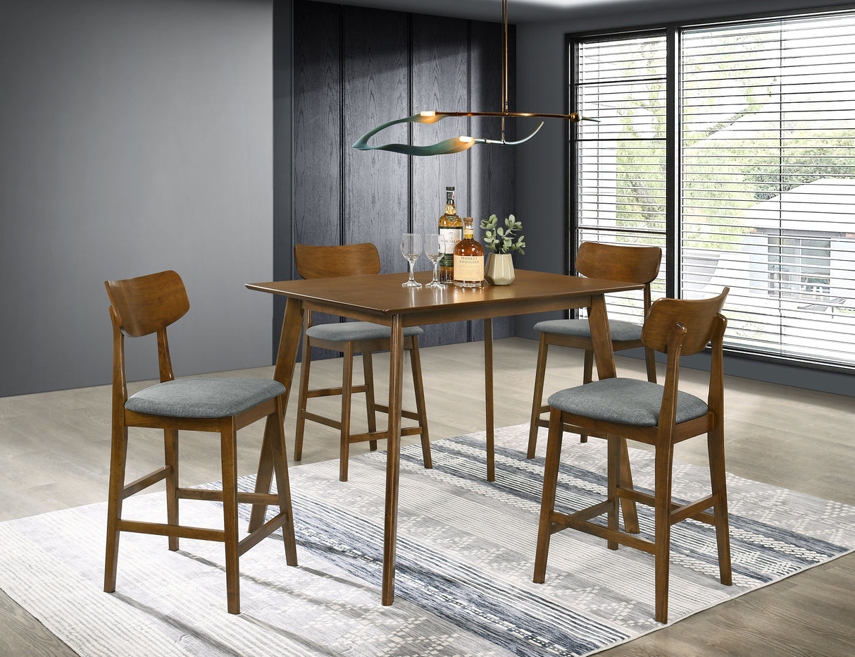 Furniture City Houma - Coaster - Robbie 5-piece 47-inch Counter Height Dining Set Walnut - 150628