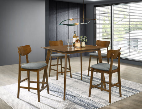Furniture City Houma - Coaster - Robbie 5-piece 47-inch Counter Height Dining Set Walnut - 150628