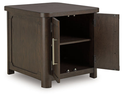 Breckington - Rectangular 2-door End Table - Dark Brown
