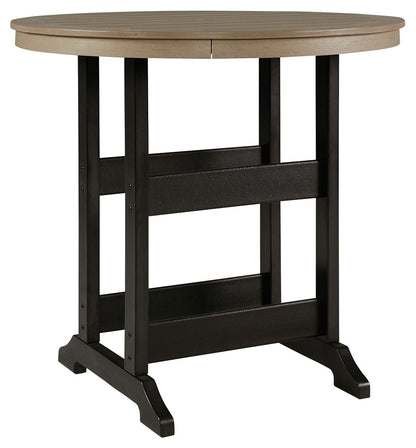 Fairen Trail - Round Bar Table w/Umb OPT - Black / Driftwood