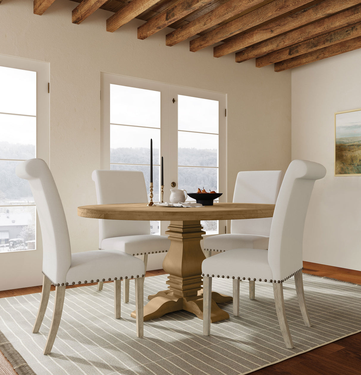Furniture City Houma - Coaster - Florence 5-piece Round Dining Table Set Rustic Honey - 180200-S5B