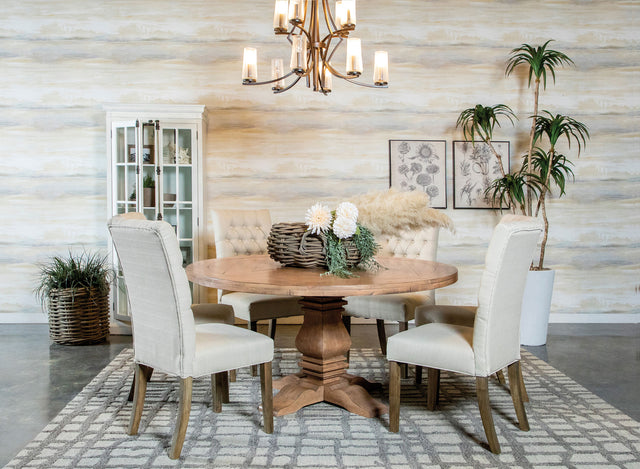 Furniture City Houma - Coaster - Florence 7-piece Round Dining Table Set Rustic Honey - 180200-S7A