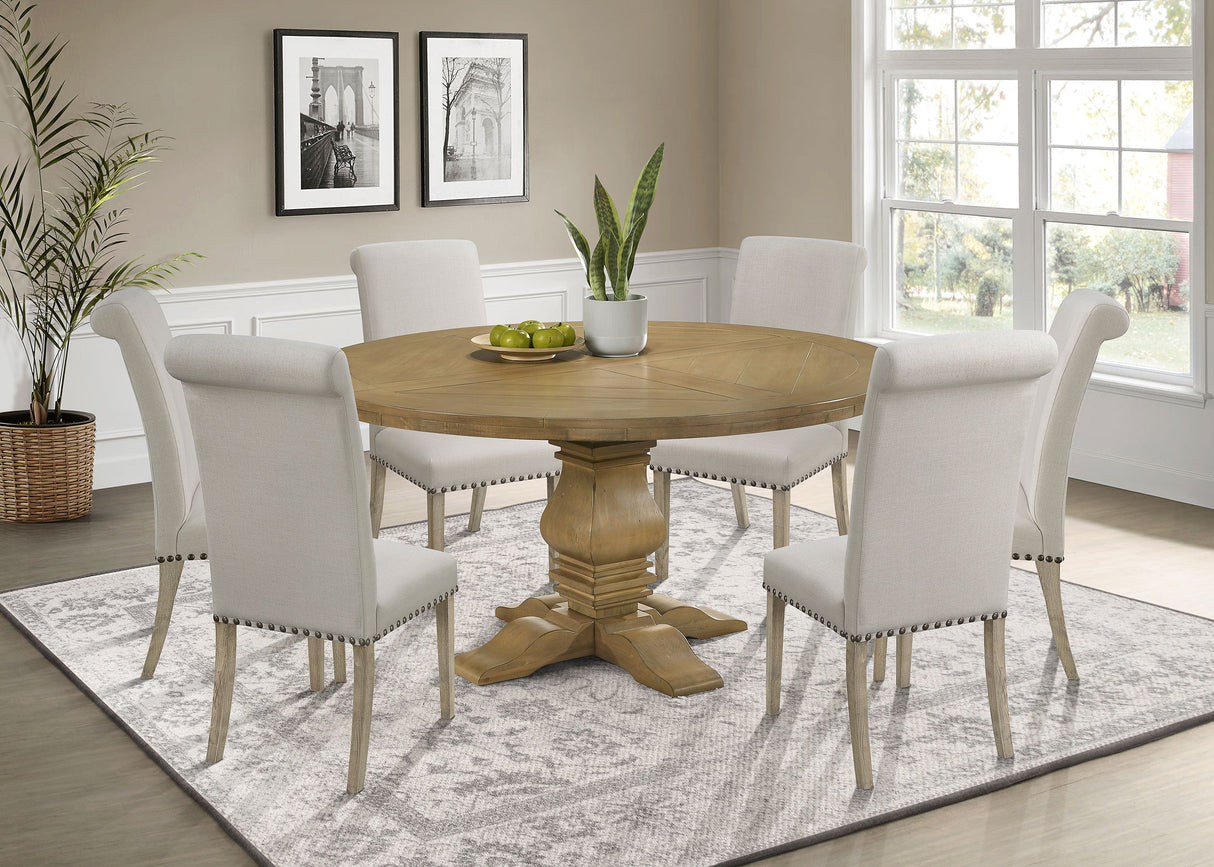 Furniture City Houma - Coaster - Florence 7-piece Round Dining Table Set Rustic Honey - 180200-S7B