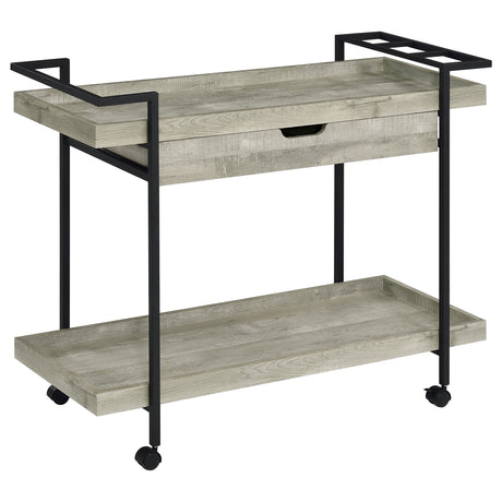 Furniture City Houma - Coaster - Ventura 1-drawer Engineered Wood Bar Cart Grey Driftwood - 181005