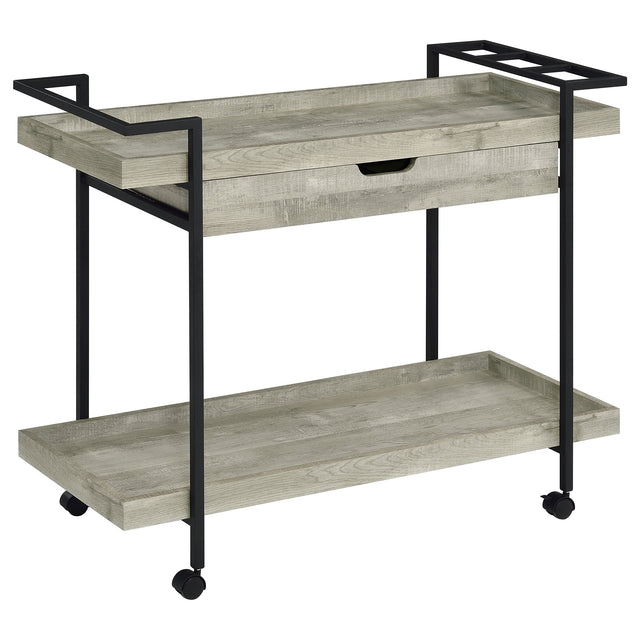 Furniture City Houma - Coaster - Ventura 1-drawer Engineered Wood Bar Cart Grey Driftwood - 181005