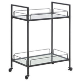 Furniture City Houma - Coaster - Curltis 2-tier Rectangular Glass Shelf Metal Bar Cart Black - 181065