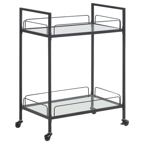 Furniture City Houma - Coaster - Curltis 2-tier Rectangular Glass Shelf Metal Bar Cart Black - 181065