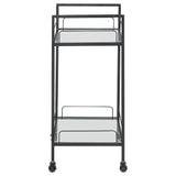 Curltis 2-tier Rectangular Glass Shelf Metal Bar Cart Black