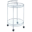 Furniture City Houma - Coaster - Chrissy Round Glass Shelf Metal Bar Cart Chrome - 181367