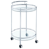 Furniture City Houma - Coaster - Chrissy Round Glass Shelf Metal Bar Cart Chrome - 181367