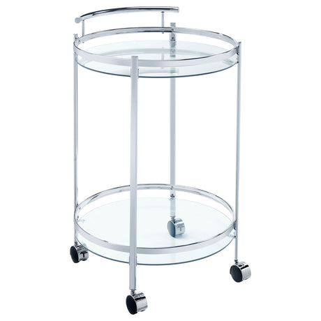 Furniture City Houma - Coaster - Chrissy Round Glass Shelf Metal Bar Cart Chrome - 181367