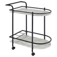 Furniture City Houma - Coaster - Desiree 2-tier Faux Marble Shelf Metal Bar Cart Black - 181376
