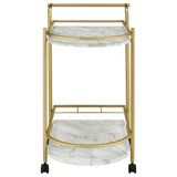 Desiree 2-tier Faux Marble Shelf Metal Bar Cart Gold
