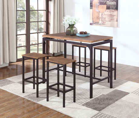 Furniture City Houma - Coaster - Santana 5-piece Pub Height Bar Table Set Weathered Chestnut - 182002