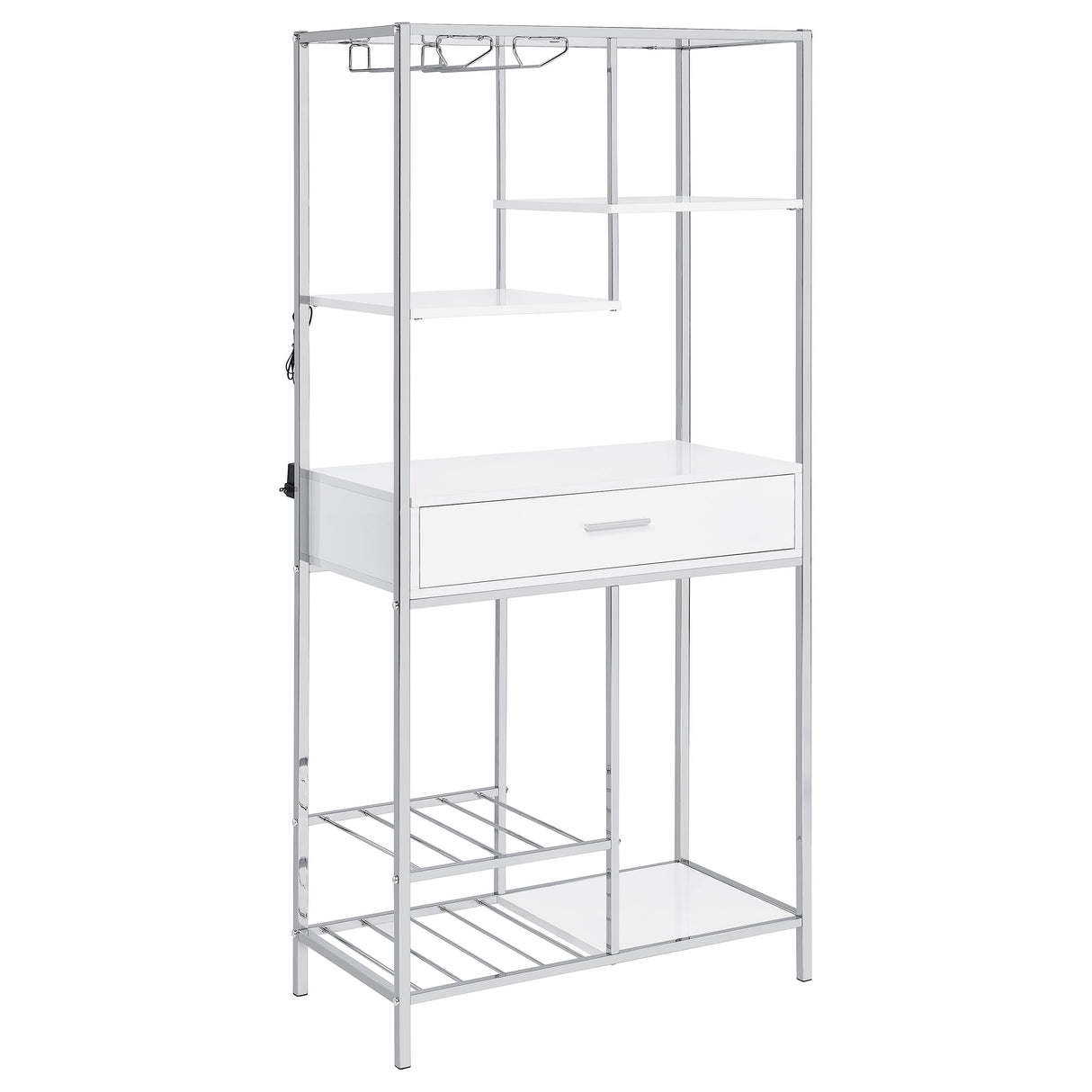 Furniture City Houma - Coaster - Figueroa 5-shelf LED Wine Storage Bar Cabinet White High Gloss - 182034