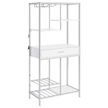 Furniture City Houma - Coaster - Figueroa 5-shelf LED Wine Storage Bar Cabinet White High Gloss - 182034