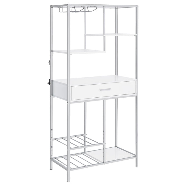 Furniture City Houma - Coaster - Figueroa 5-shelf LED Wine Storage Bar Cabinet White High Gloss - 182034