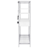 Figueroa 5-shelf LED Wine Storage Bar Cabinet White High Gloss