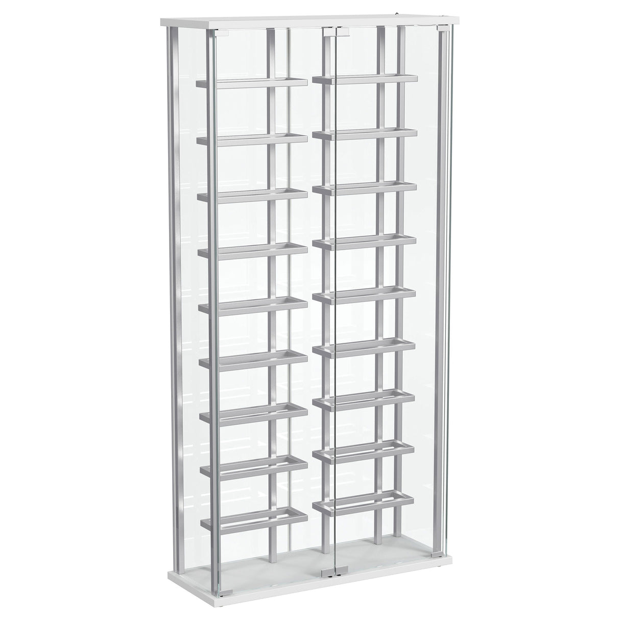 Furniture City Houma - Coaster - Montara Tempered Glass Wine Storage LED Curio Cabinet Chrome - 182037
