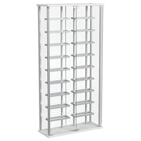 Furniture City Houma - Coaster - Montara Tempered Glass Wine Storage LED Curio Cabinet Chrome - 182037
